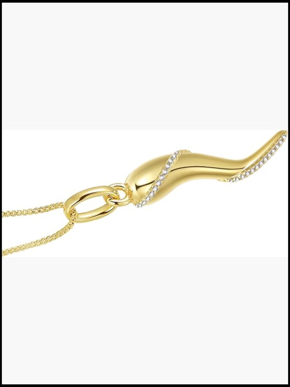 Large Italian Horn Pendant Necklace 18 Inch Chain Good Luck Charm Jewelry